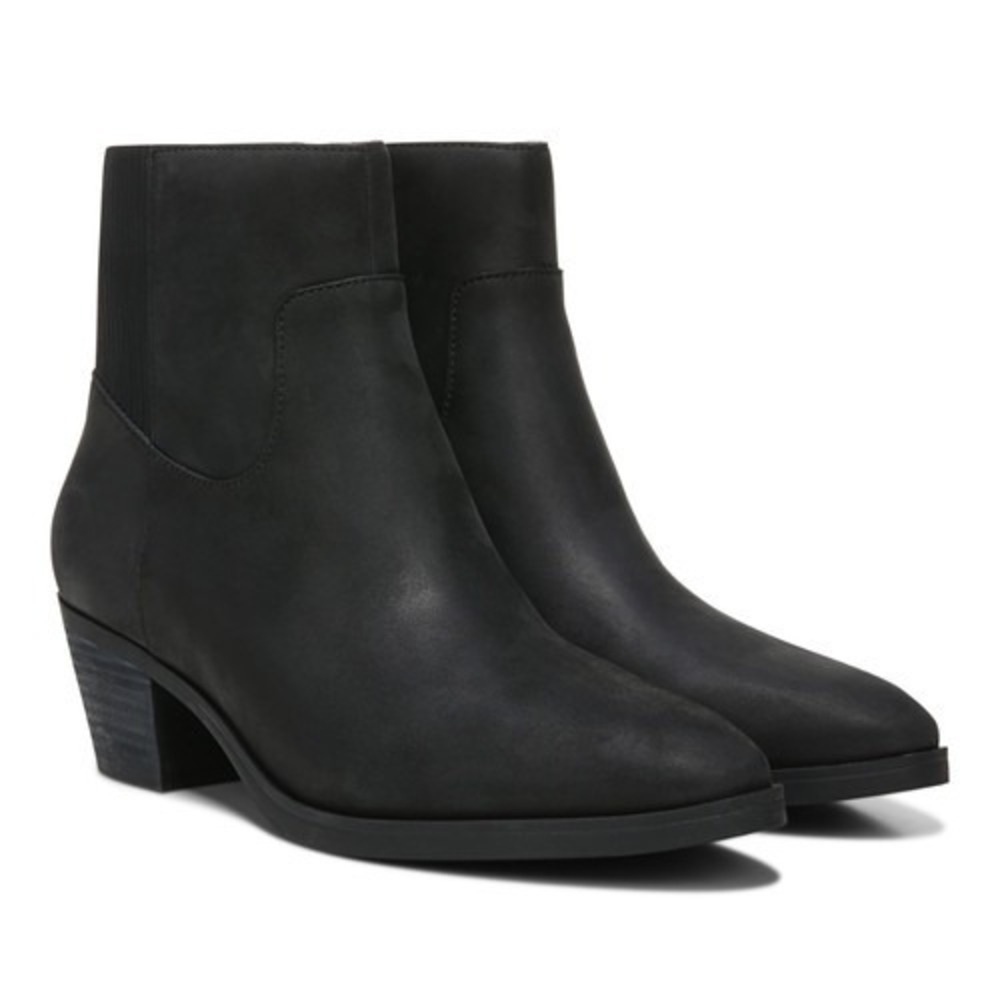 Vionic Women's Black Shantelle Nubuck Leather Heeled Waterproof Ankle Boots Sz 8